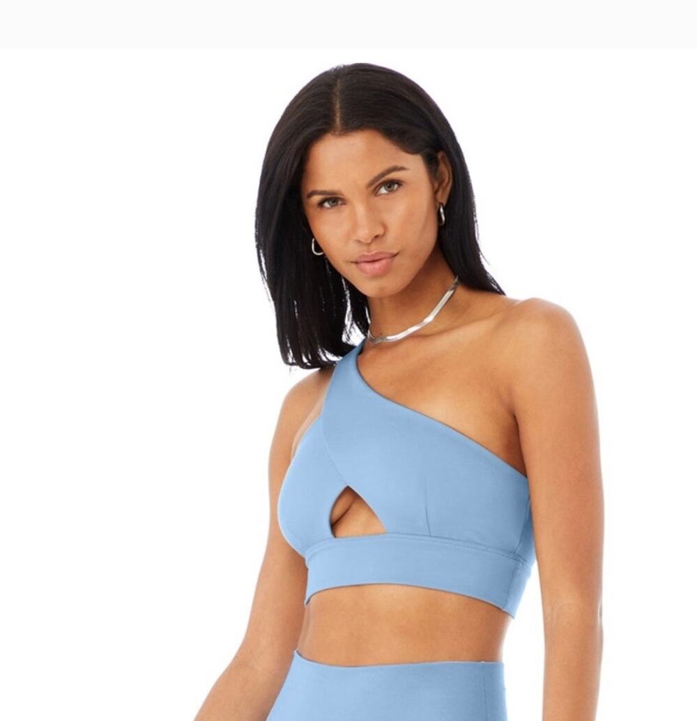 Alo Yoga One-Shoulder Bra/Top Cutout size large baby blue
